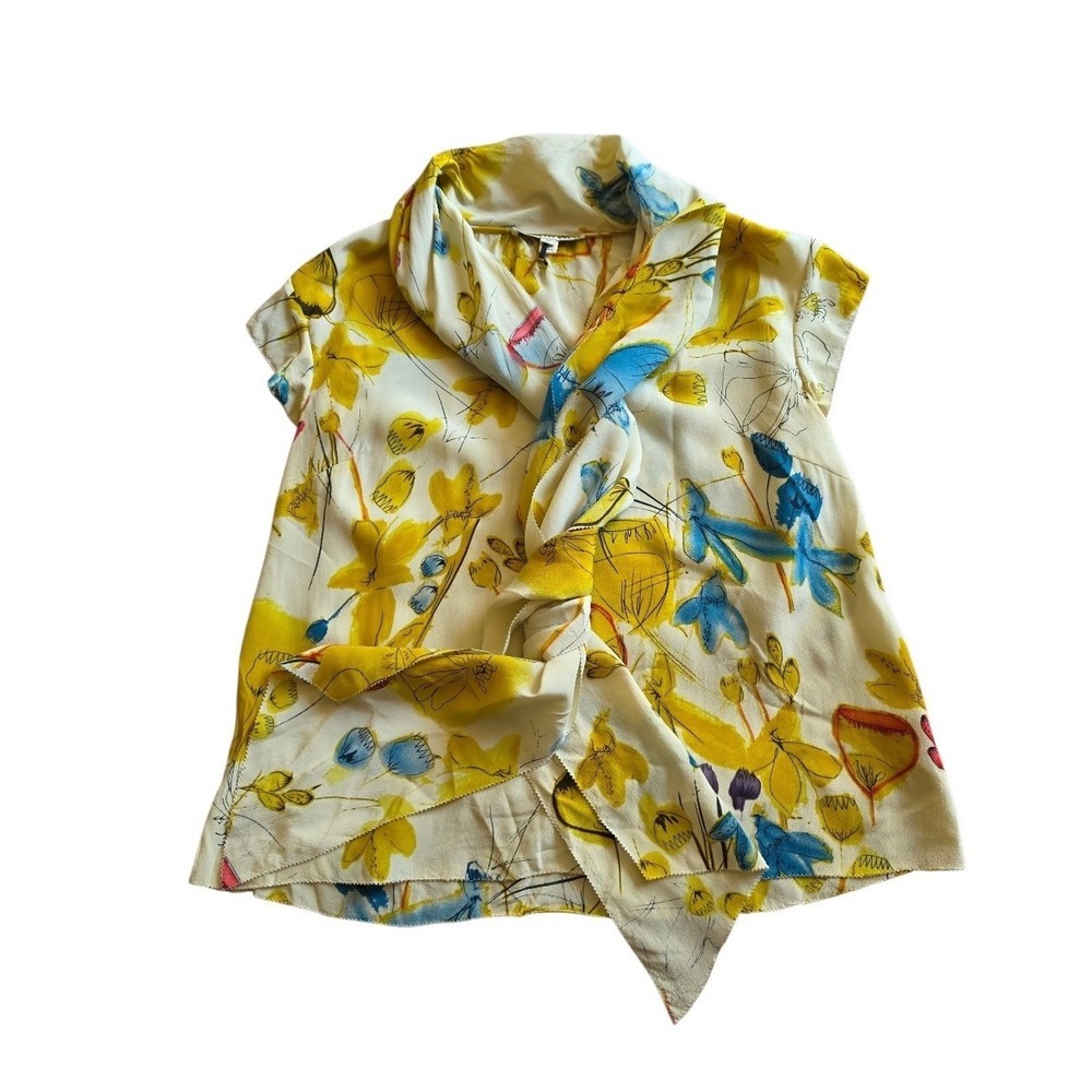Twenty8twelve Silk Floral Boho Festival Chic Maximalist Art to Wear Top Sz XS